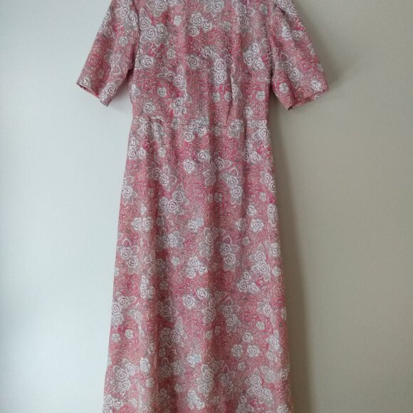 Amish Mennonite NO CAPE Dress 36"B 31"W Pink Floral Handmade - Picture 2 of 9